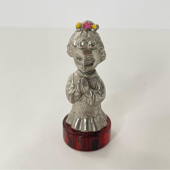 Praying Girl Pewter Figurine Peltro Made in Italy - Picture 7 of 10